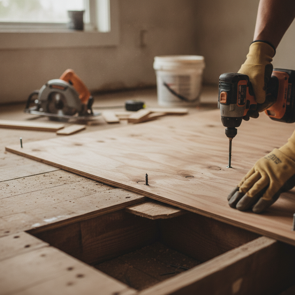 Subfloor Repair no peoples faces just hand