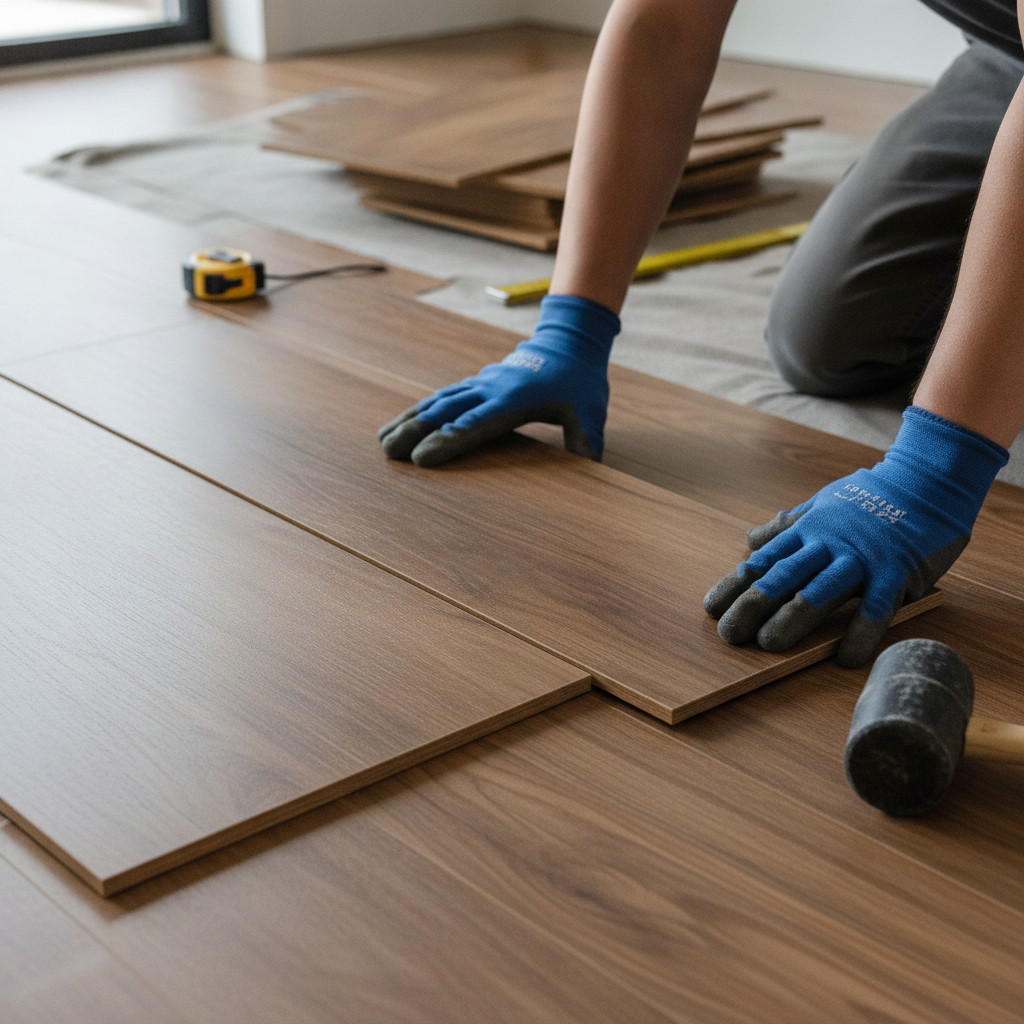 Floor Installation no peoples faces just hand